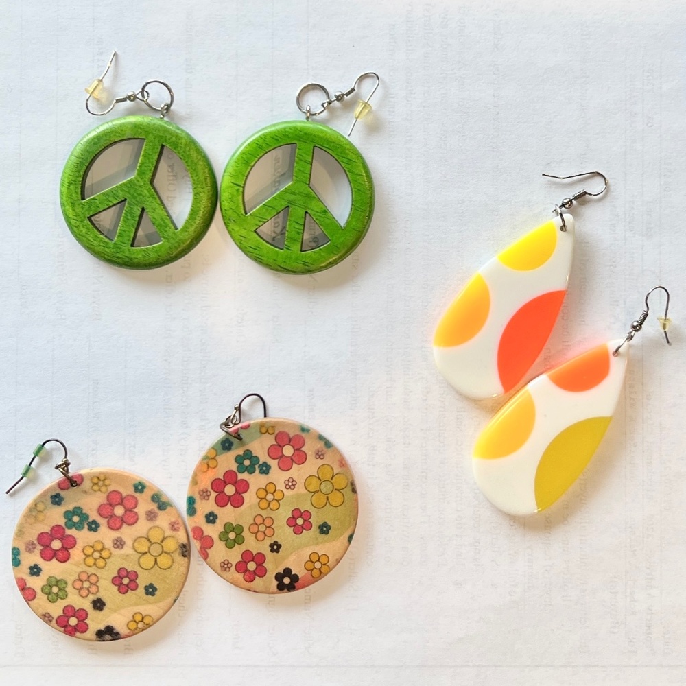 3 Pairs Cute "Groovy" Costume Earrings!
